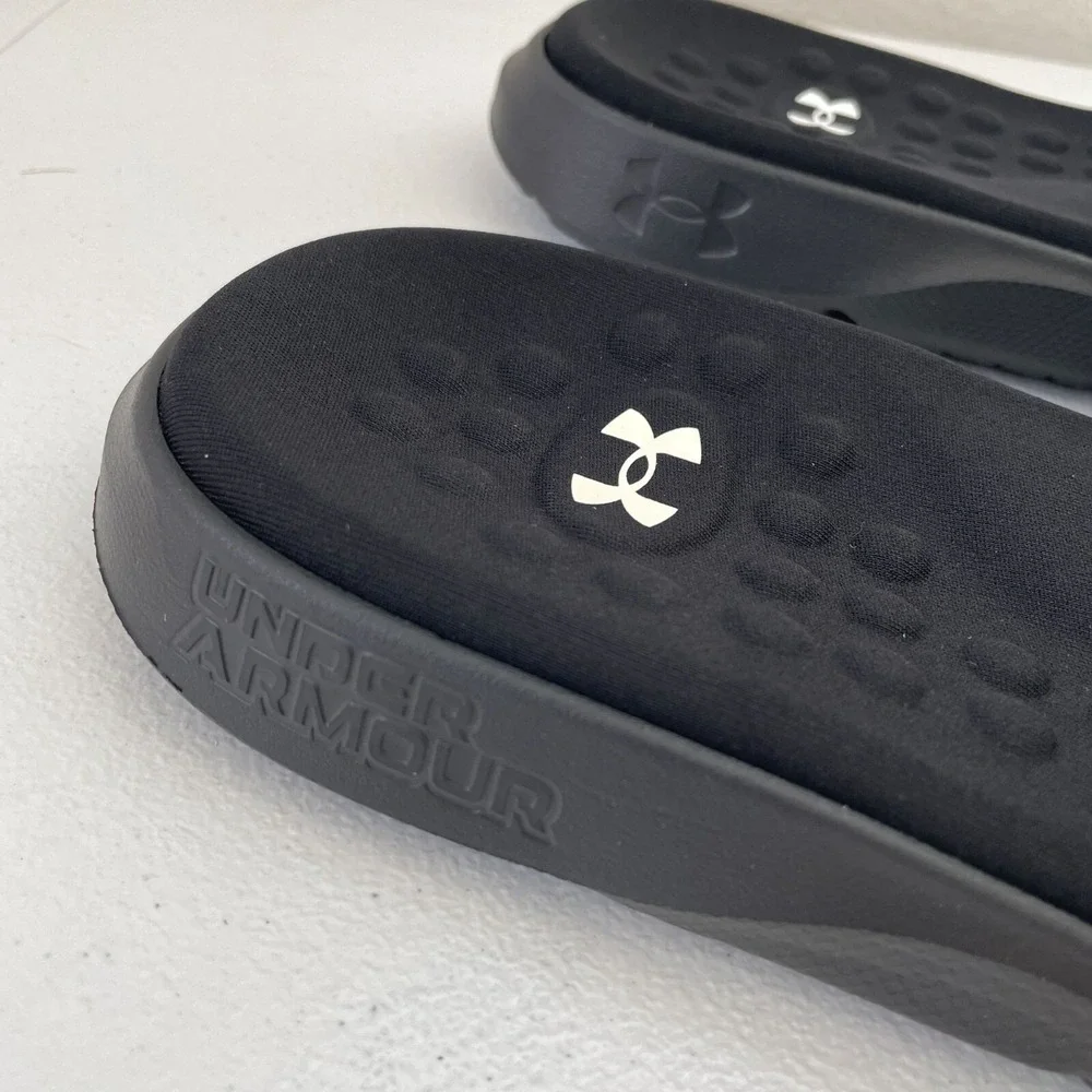 NEW $40 Under Armour Mens‎ Size 17 UA Ignite Pro SL Slide Sandals Black White